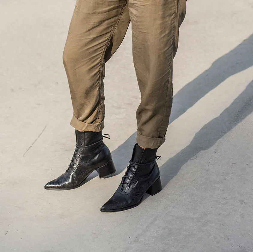 Quartz - Black Lace Up Boots