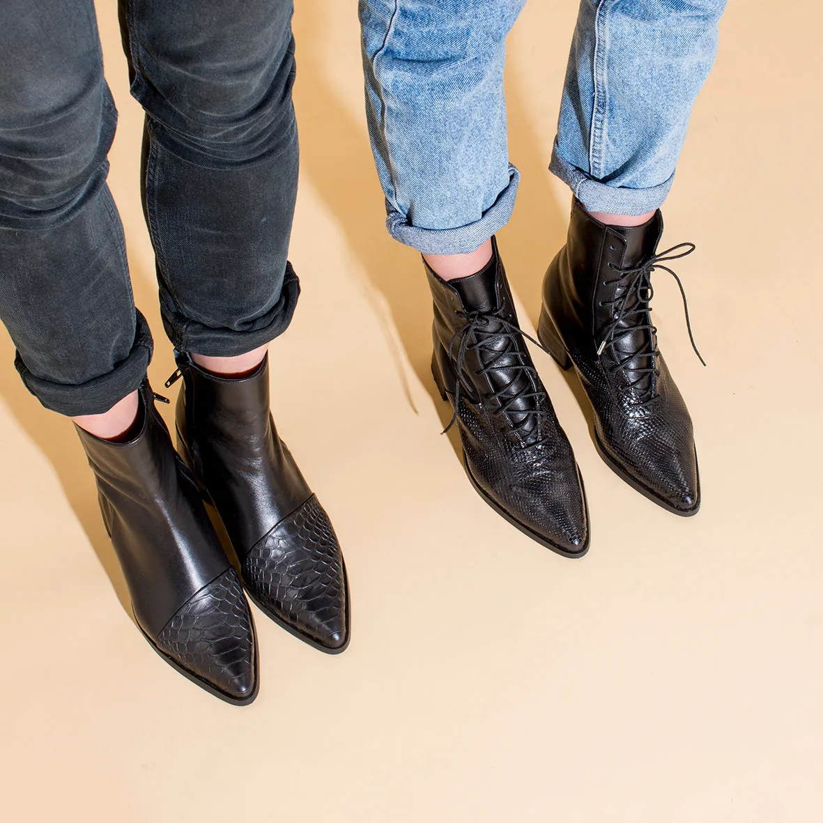 Quartz - Black Lace Up Boots