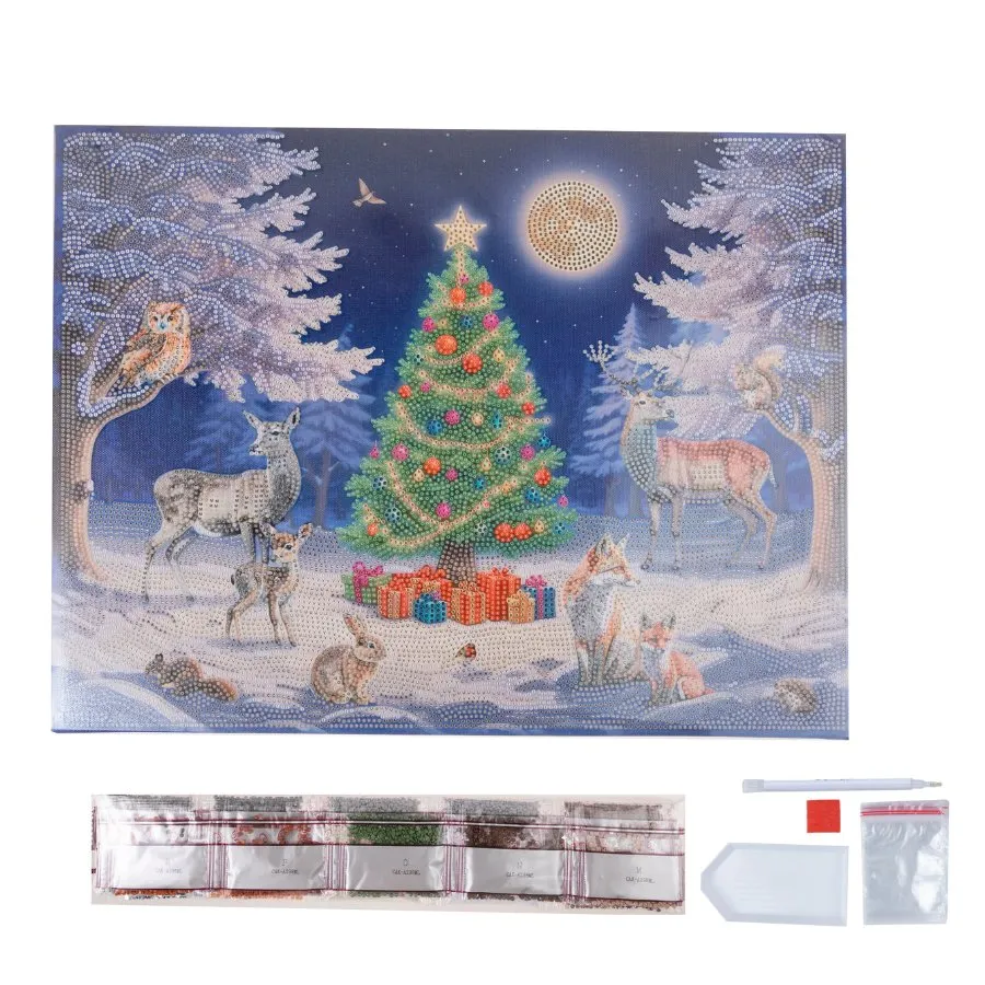 "Animal Gathering" Crystal Art Canvas Kit 45cmx35cm