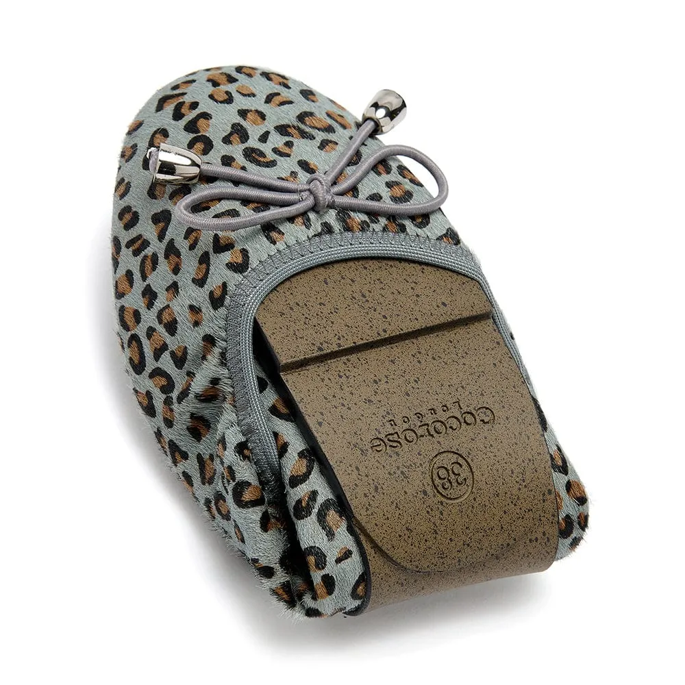 Sandringham - Grey Leopard Leather Flats