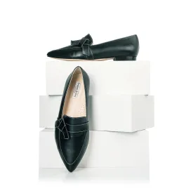 Sandy Extra-Wide Fit Flats  - Black Leather