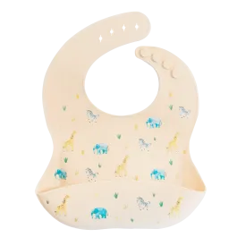 Silicone Bib Safari Warm Cream