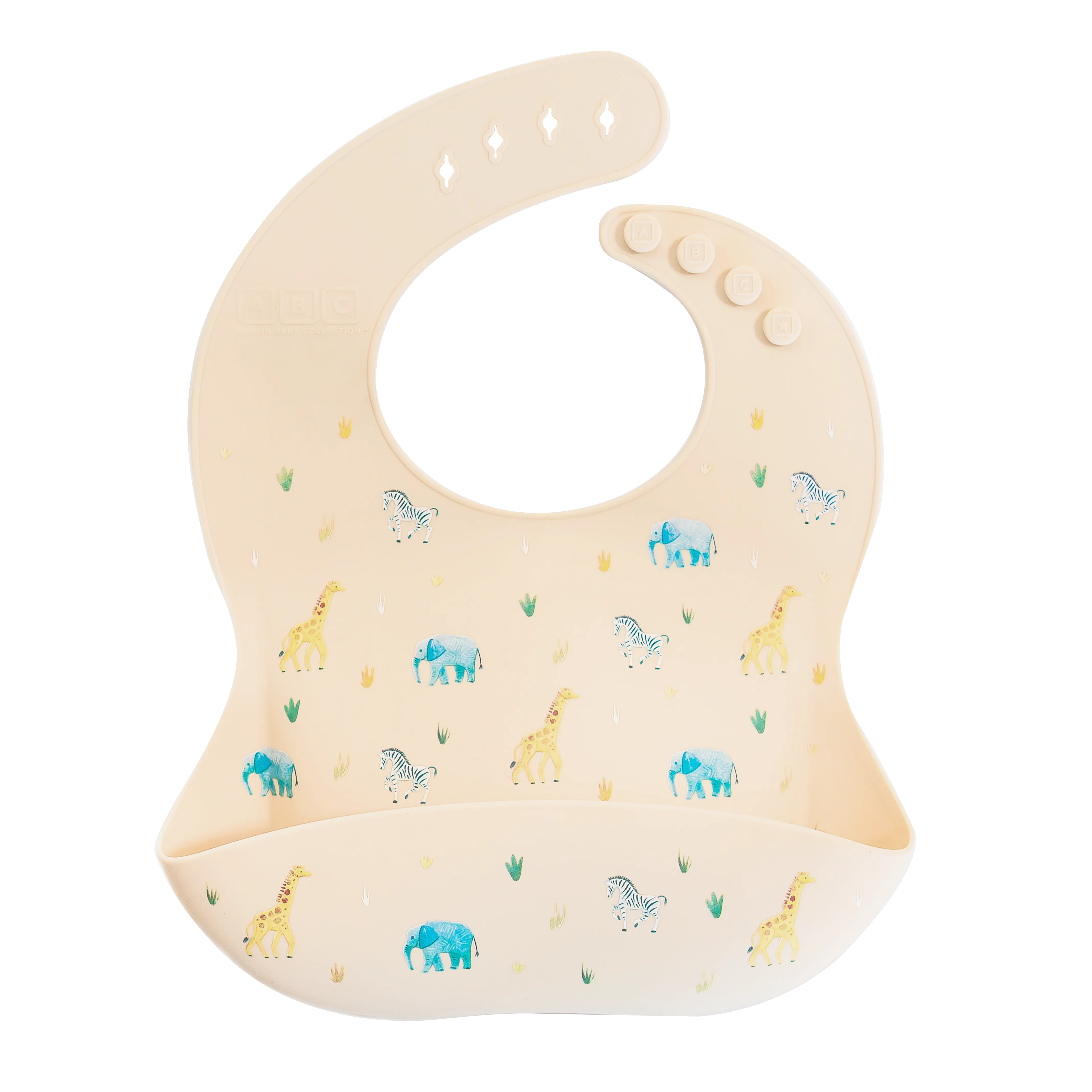 Silicone Bib Safari Warm Cream