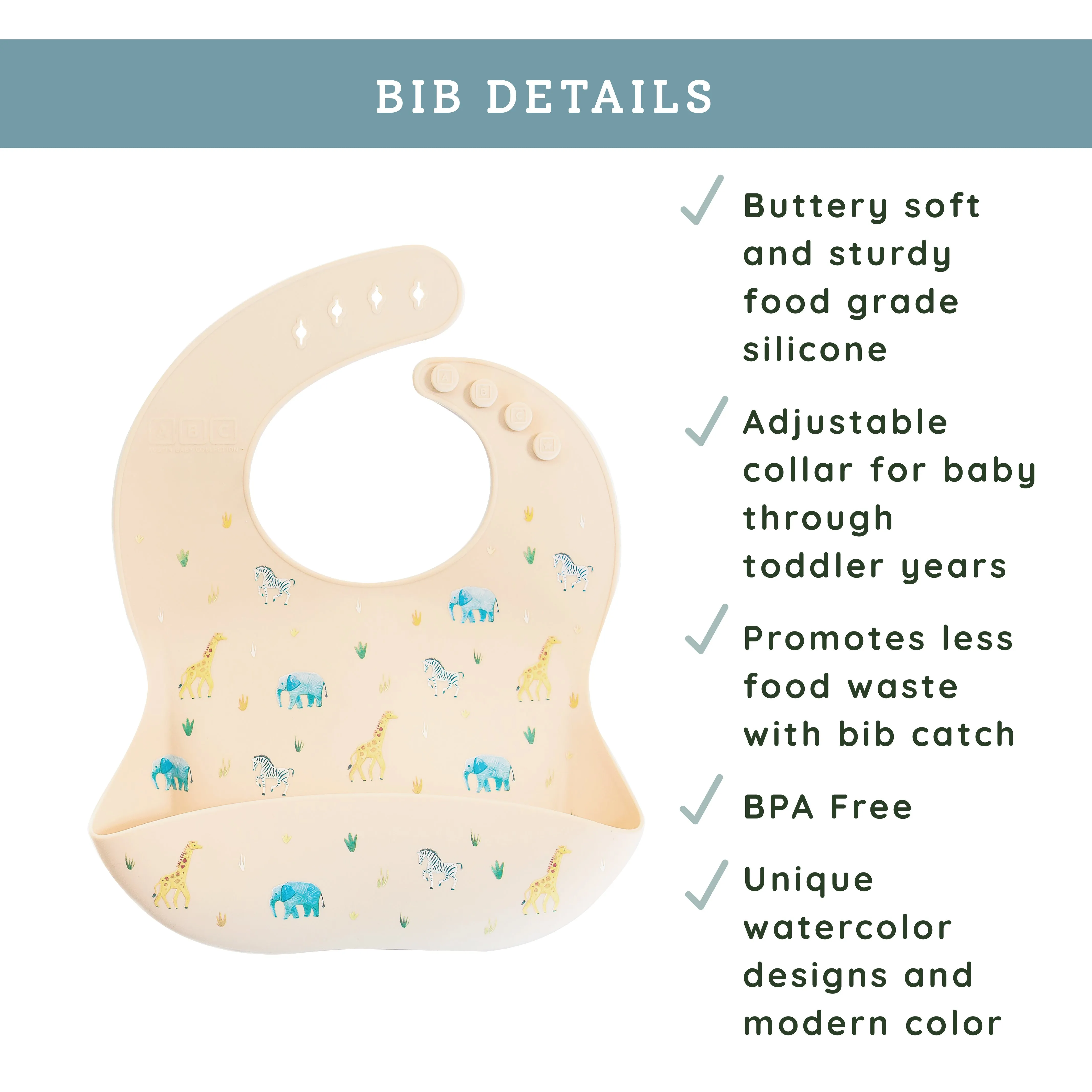 Silicone Bib Safari Warm Cream