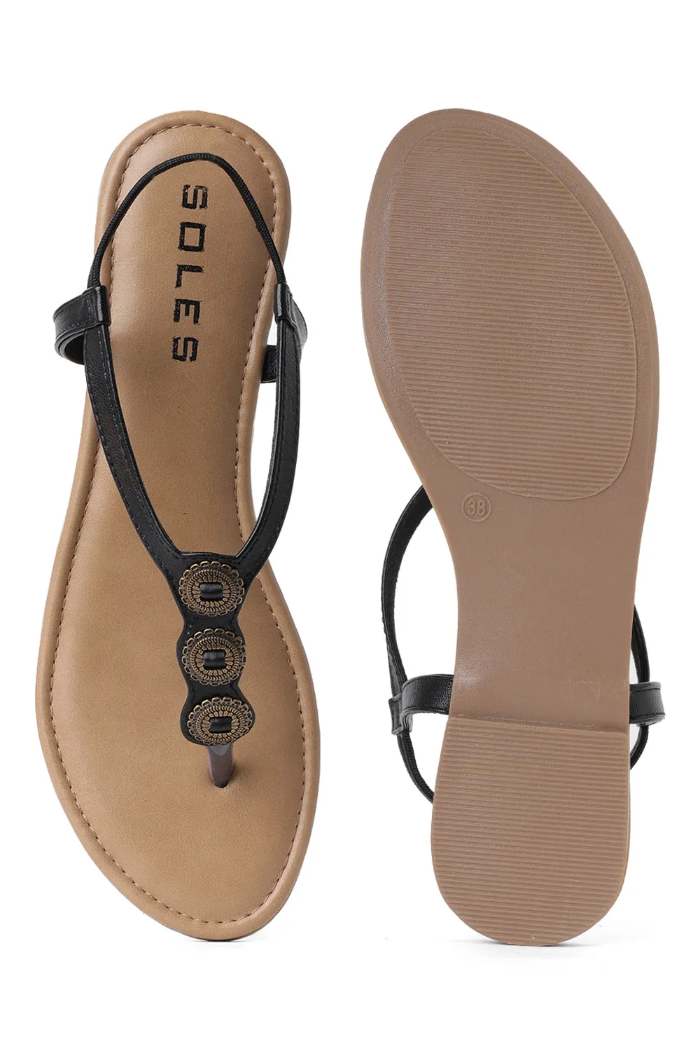SOLES Thong Strap Coin Sandals