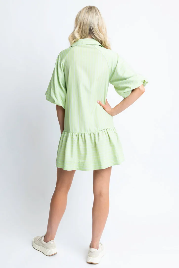 Stripe Pocket Ruffle Dress