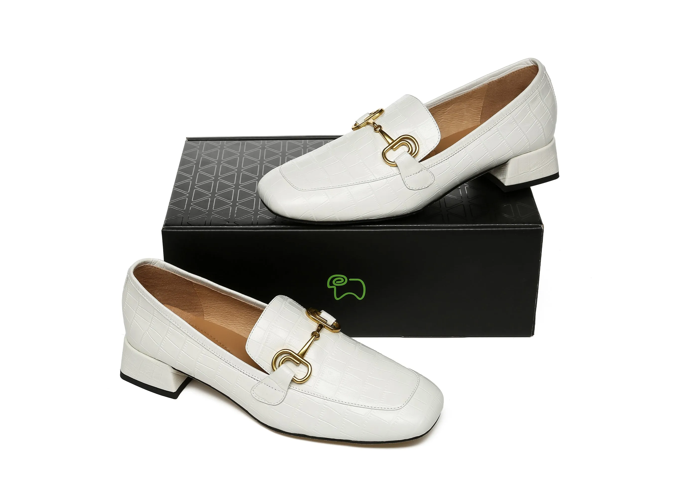 Women Leather Low Block Heels Lorna