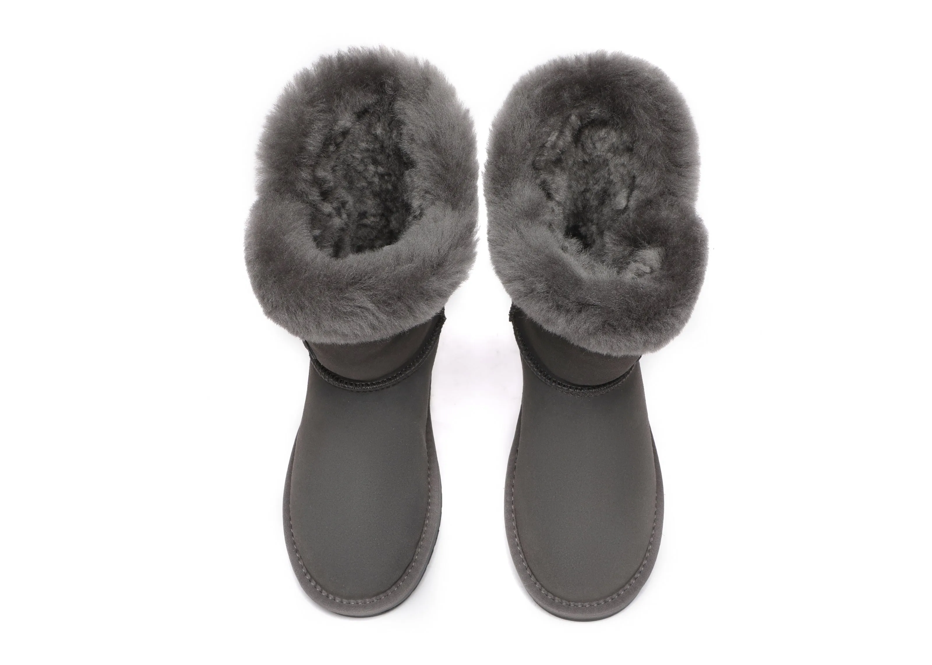 Women Short Boots Talia Twin Face Sheepskin Double Horn Toggle Closure