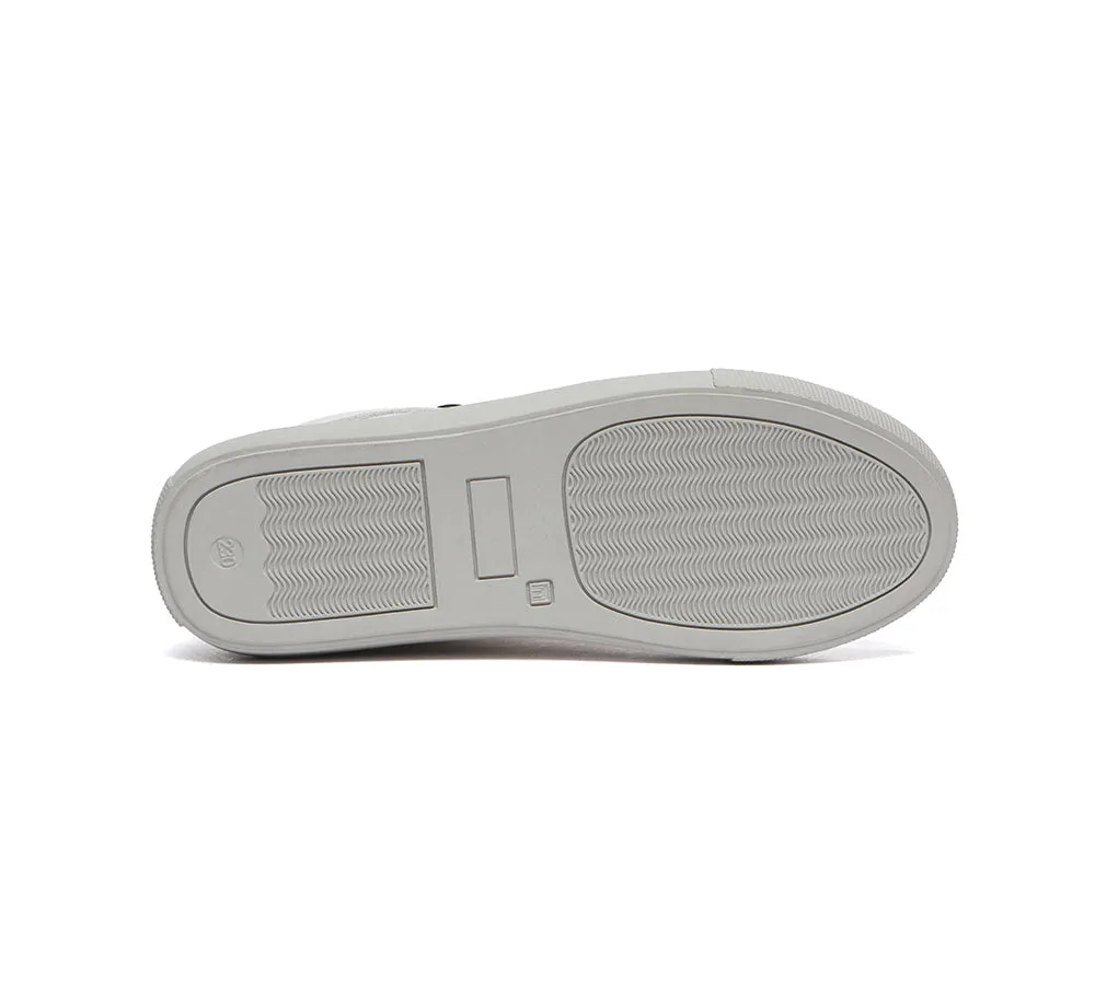 Zip Decor Low-Top Leather White Sneakers Women Chloe